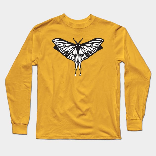 White Lunar Moth Long Sleeve T-Shirt by The Cuban Witch